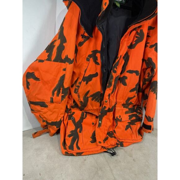 Cabelas Orange Camp Hunting Jacket Quilt Lined Size Large Insulated Outdoors - Picture 4 of 11